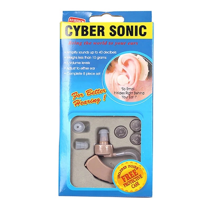 1Pcs CYBER SONIC Hearing Aid Personal Hearing Amplifier For The Elderly Deaf Ear Sound Amplifier- Beige Hearing Enhancement Device Battery Powered