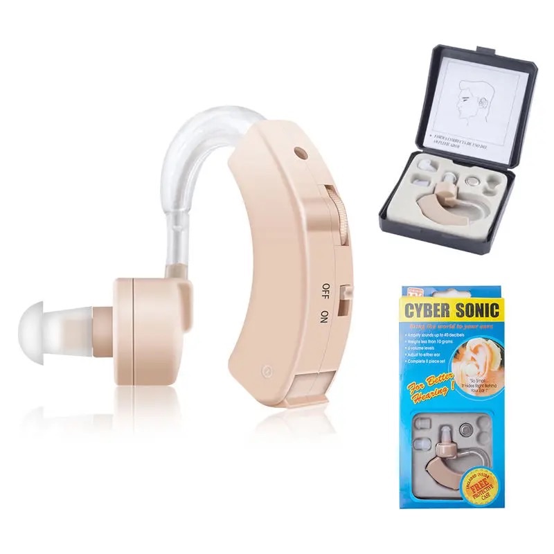 1Pcs CYBER SONIC Hearing Aid Personal Hearing Amplifier For The Elderly Deaf Ear Sound Amplifier- Beige Hearing Enhancement Device Battery Powered
