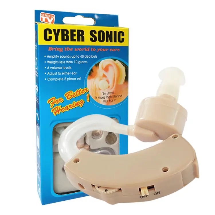 1Pcs CYBER SONIC Hearing Aid Personal Hearing Amplifier For The Elderly Deaf Ear Sound Amplifier- Beige Hearing Enhancement Device Battery Powered