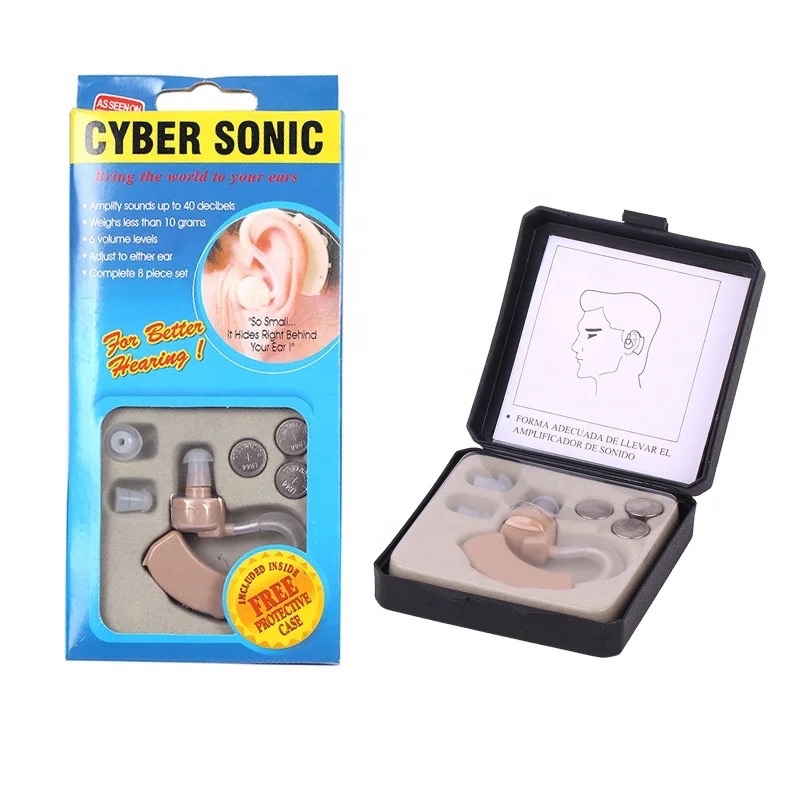 1Pcs CYBER SONIC Hearing Aid Personal Hearing Amplifier For The Elderly Deaf Ear Sound Amplifier- Beige Hearing Enhancement Device Battery Powered