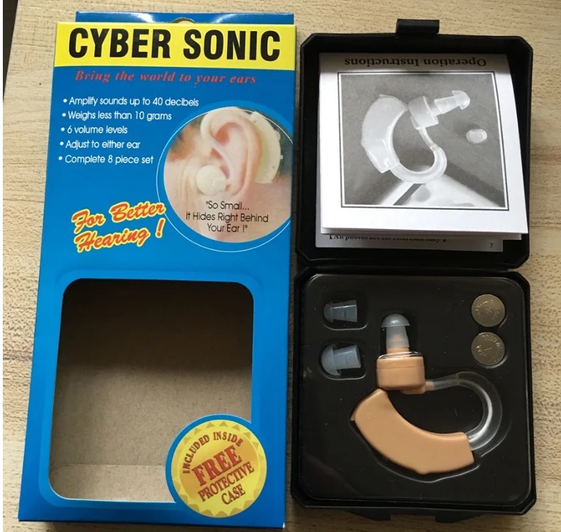 1Pcs CYBER SONIC Hearing Aid Personal Hearing Amplifier For The Elderly Deaf Ear Sound Amplifier- Beige Hearing Enhancement Device Battery Powered