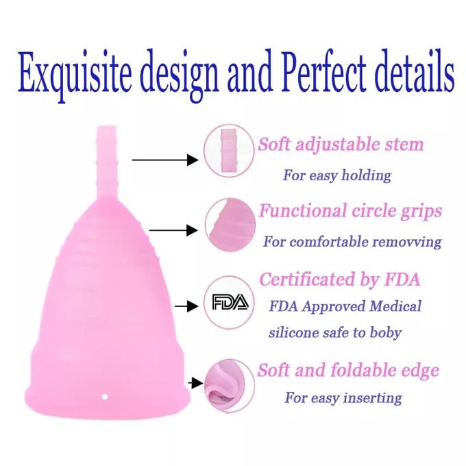 Pink Reusable Menstrual Cup Silicone Medical Grade Economical Alternative To Sanitary Napkins Periods Cup