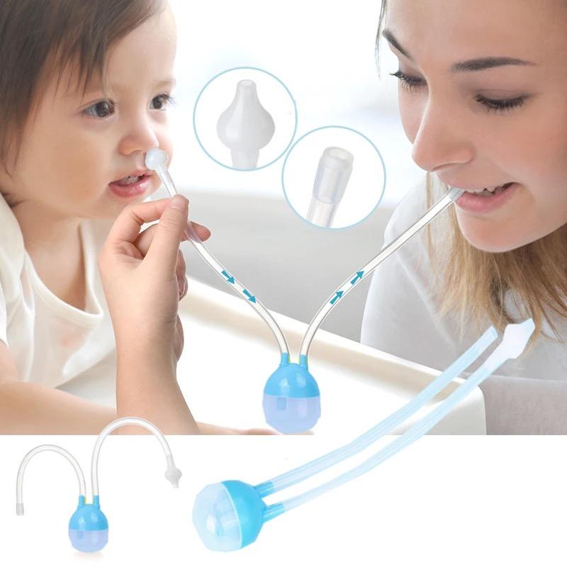 Fashion Baby Nasal Aspirator For Nose Suction Snot Cleaner kids Mouth Suction Catheter - Nose Cleaning Sucker Suction For Children Newborn Infant - Vacuum Suction Manual Nasal Aspirator