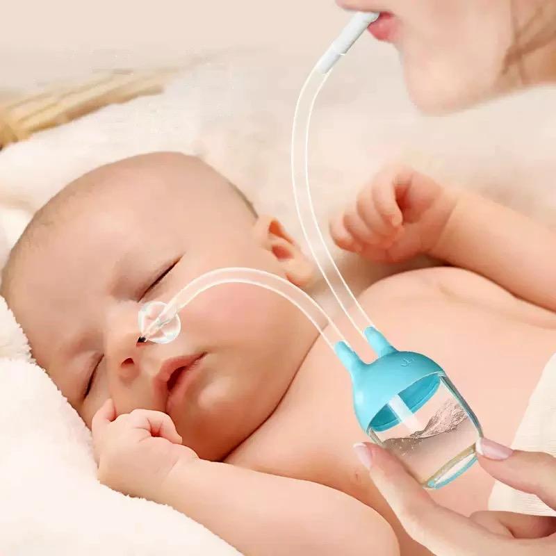 Fashion Baby Nasal Aspirator For Nose Suction Snot Cleaner kids Mouth Suction Catheter - Nose Cleaning Sucker Suction For Children Newborn Infant - Vacuum Suction Manual Nasal Aspirator