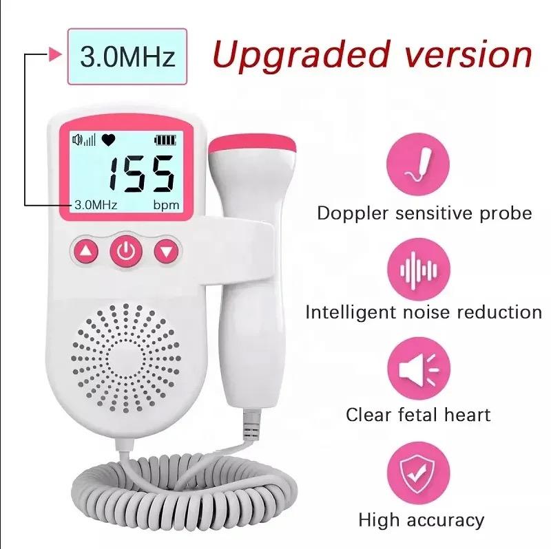 Portable Fetal Doppler Machine for Pregnancy - Accurate Baby Heart Rate Monitor Baby Heart Beat Detector  Backlight LCD Probe