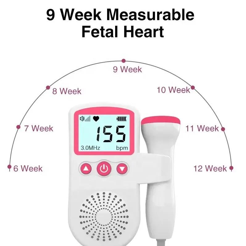 Portable Fetal Doppler Machine for Pregnancy - Accurate Baby Heart Rate Monitor Baby Heart Beat Detector  Backlight LCD Probe