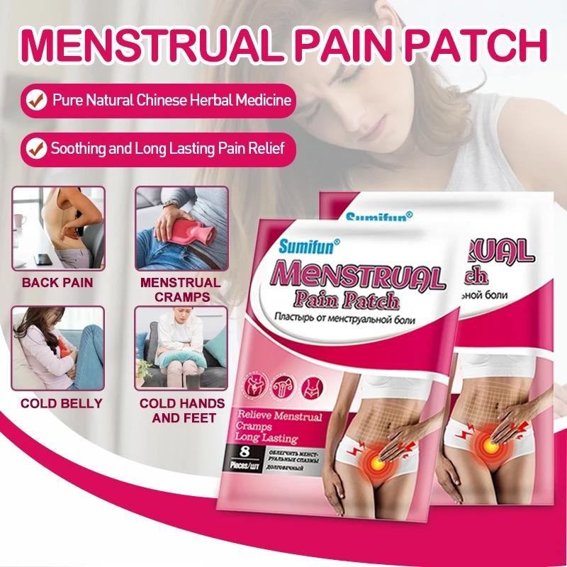 8pcs Menstrual Pain Patch Heating Period Pain Heat Patch Relief Long Lasting Dysmenorrhea Cramps Relief  Cramping Ease Pain