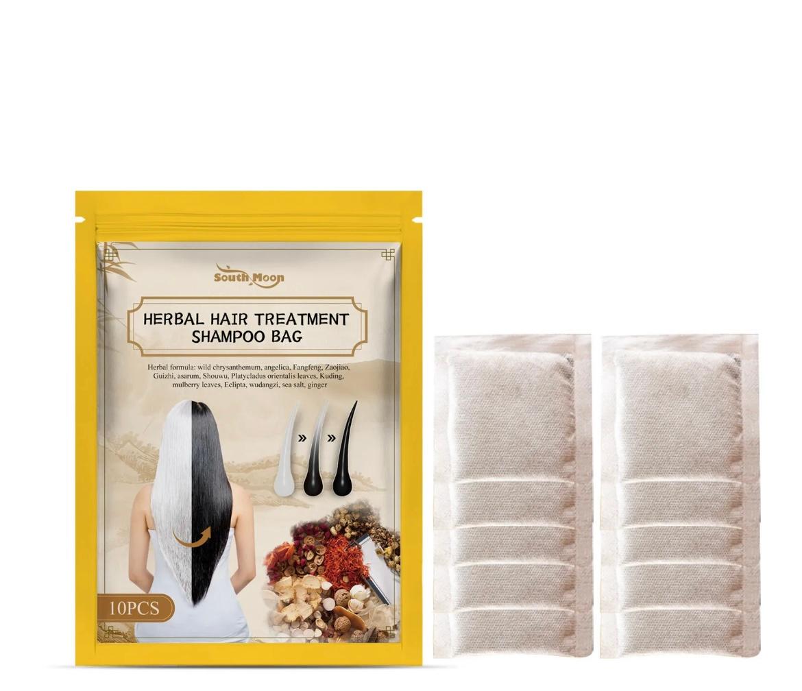 10 pcs HERBAL HAIR TREATMENT SHAMPOO BAG Moisturizing  Cleaning Care Herbal Hair Shampoo Bag Ginger Extract Natural Hair Darkening Repair Strong Hair Root Moisturizer Hair Cleaning Treatment