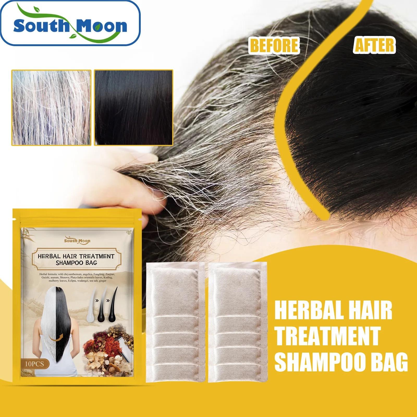 10 pcs HERBAL HAIR TREATMENT SHAMPOO BAG Moisturizing  Cleaning Care Herbal Hair Shampoo Bag Ginger Extract Natural Hair Darkening Repair Strong Hair Root Moisturizer Hair Cleaning Treatment