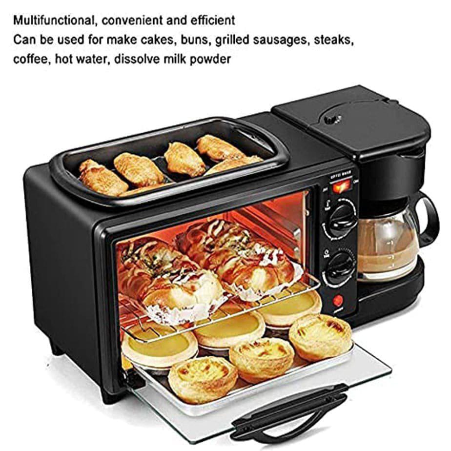Sokany 3in1 Breakfast Maker SK-145     Control panel: Choose between your desired settings - grill, toast/bake, Warm/Heat, or oven off. The indicator light will let you know when unit is on

·