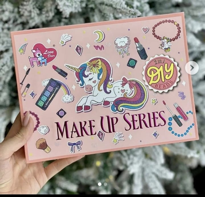 Kids unicorn make up kits Unicorn Non-toxic Makeup Set with Mirror, and DIY Beads 3+ Years Birthday gift Present Christmas Gift Colorful