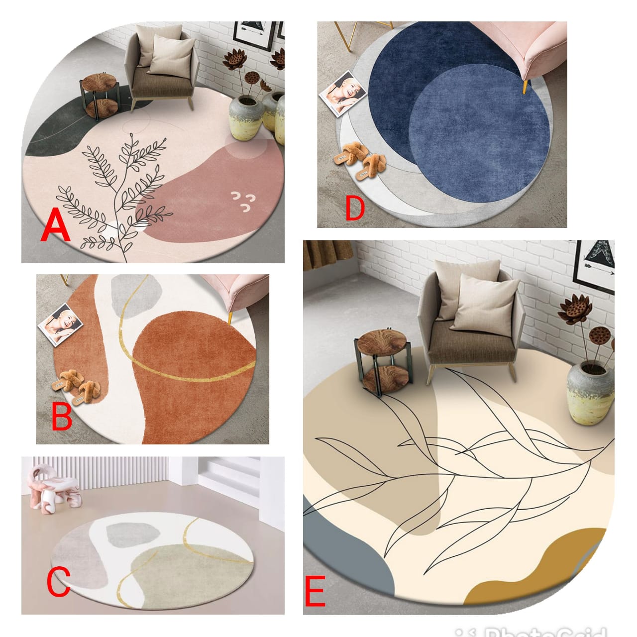 Modern minimalist round rugs Suitable for living room, bedroom, Dining, Kids Room for children to play, female yoga, study reading room.This Round Rug is made of polyester, non-woven fabric ...