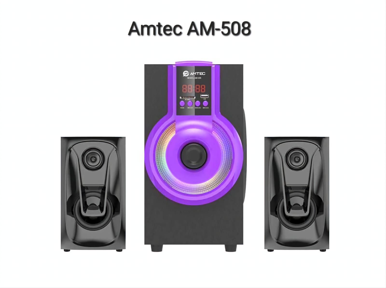 amtec am 508The sub-woofer gives you the best quality sound in a neat, compact unit. It can be easily arranged to match your living room design and give it a classy look at the same time. This sound s