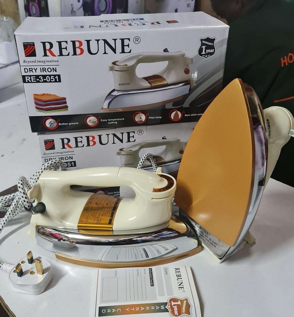 051 rebune dry iron boxNon-Stick coating soleplate. Excellent gliding on all fabrics. Full control-overheat safety protection. Easily remove creases. Use of steam function.