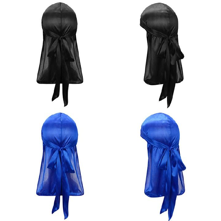 Men's Silky Durags Long Satin Turban Hat Wigs Doo Durag Biker Headwrap Pirate Hat Men Cap Men Hair Accessories Long Tail Du-Rag