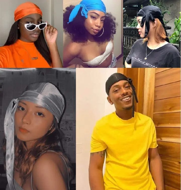 Men's Silky Durags Long Satin Turban Hat Wigs Doo Durag Biker Headwrap Pirate Hat Men Cap Men Hair Accessories Long Tail Du-Rag