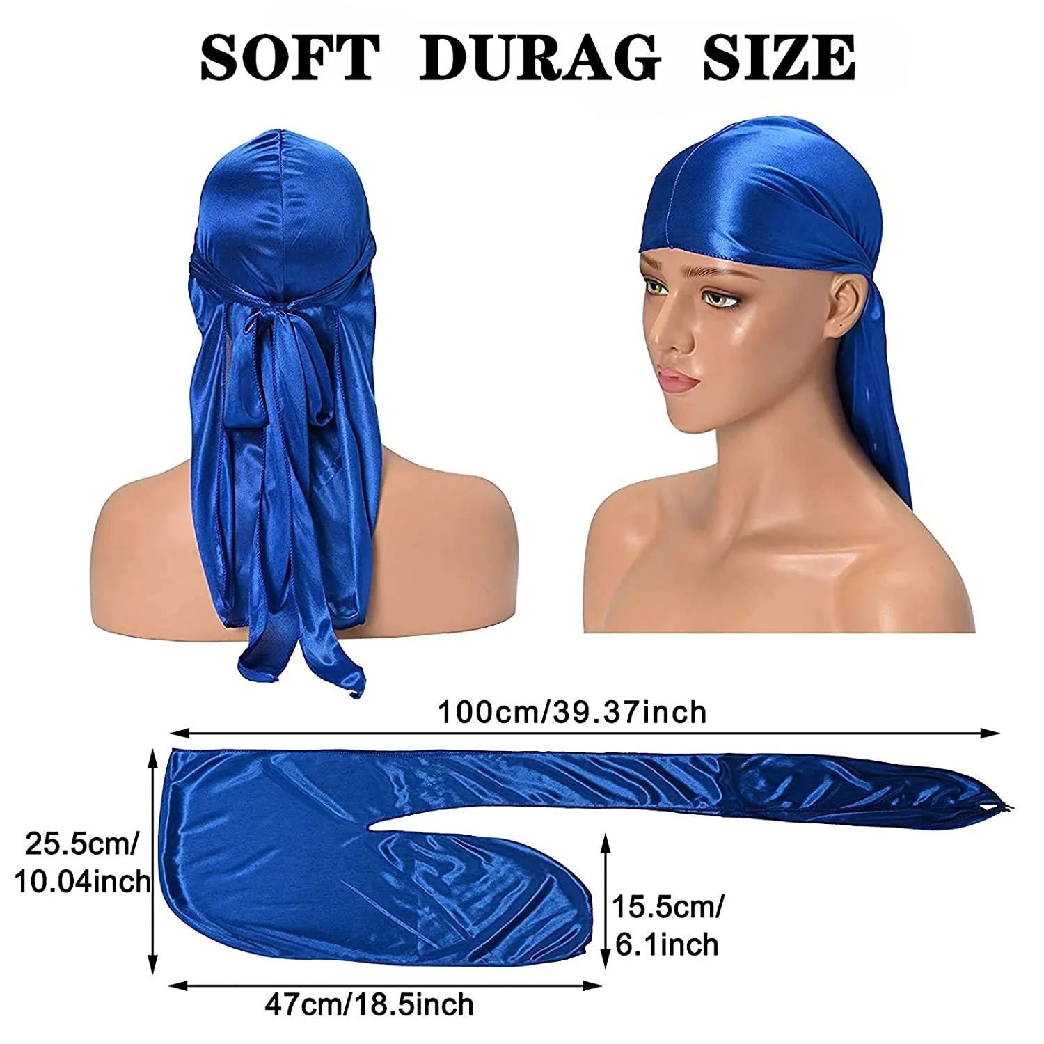Men's Silky Durags Long Satin Turban Hat Wigs Doo Durag Biker Headwrap Pirate Hat Men Cap Men Hair Accessories Long Tail Du-Rag