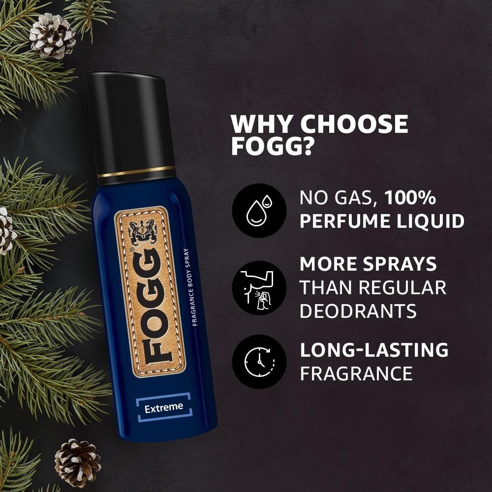 Fogg Fantastic Extreme 120ml No Gas Deodorant for Men, Long Lasting Perfume Body Spray