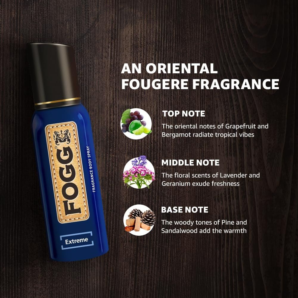 Fogg Fantastic Extreme 120ml No Gas Deodorant for Men, Long Lasting Perfume Body Spray