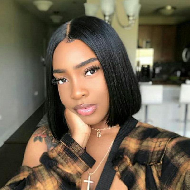 Straight Bob Wig Wear And Go Glueless Human Hair Wigs Bob Wigs For Women Ready To Wear Lace Closure Wig Hair