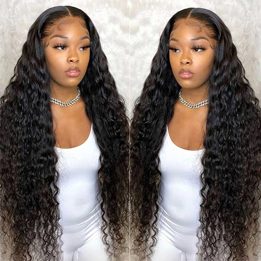 Deep Wave Lace Front Wig Transparent Lace Frontal Human Hair Wigs Lace Wig Remy Deep Curly Front Wig Jarin( Not Lace Wig)