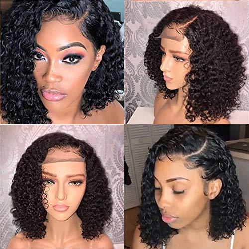 Deep Wave 180% Density Pre-Plucked Side Part Short Bob Lace Frontal Brazilian Virgin Human Hair Wigs For Black Woman