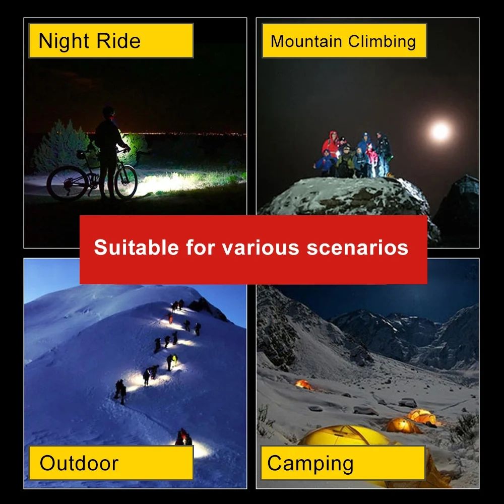Bicycle Light 2T6 LED Front USB Rechargeable MTB Mountain Bicycle Lamp 1000LM Bike Headlight Flashlight Cycling Accessories Tail