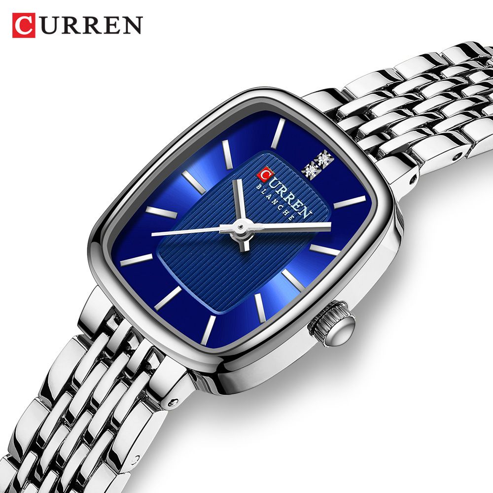 CURREN Luxury Square Women's Watches Brand Ladies Quartz Wristwatch Classic Silver Simple Femme Steel Band relogio feminino