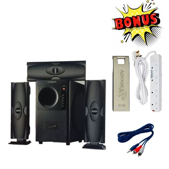 Vitron V635 3.1CH 10,000W Woofer FM , USB , BT + Gift