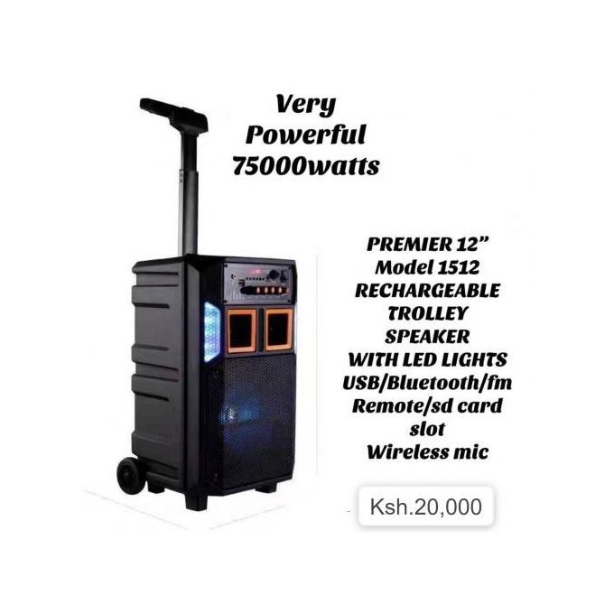 Premier 12" Rechargeable Trolley PA Speaker -7500watts