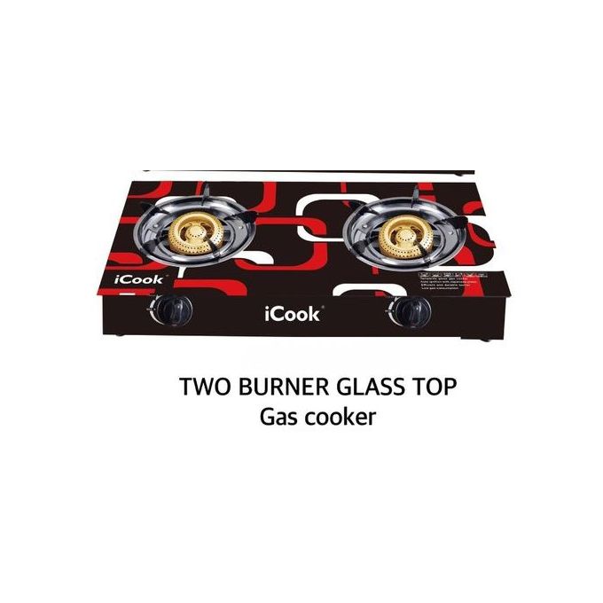 icook 2 Burner Gas Cooker Auto Ignition Glass Top Table Cooker Low Gas Consumption
