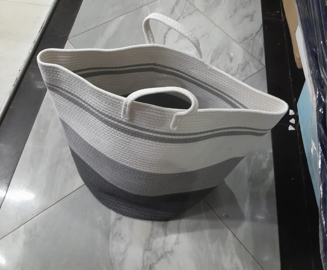 BIG Laundry Basket Decorative Woven Cotton Rope Storage Hamper with Handles HANDMADE - The woven storage basket are hand-woven with cotton rope, the material is soft and will not harm the child's skin