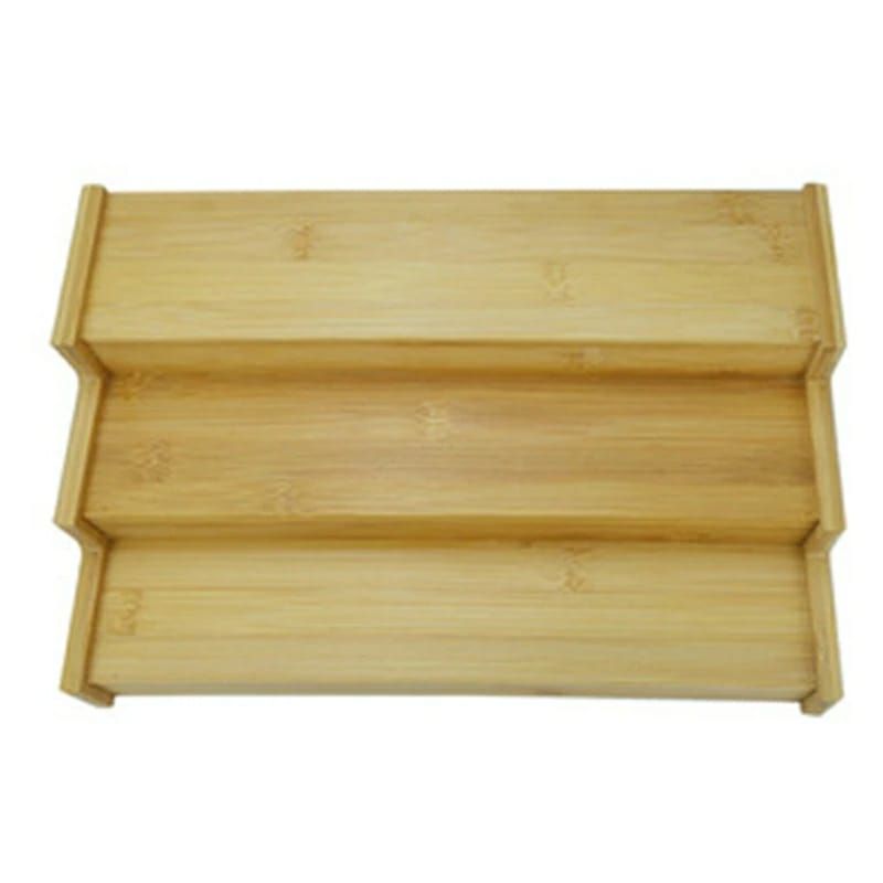 3 tier expandable Wooden spice  rack Durable and good quality
3 slanted tiers provides organization and easy to spice bottles, jars, condiments, and more
Tidy the kitchen pantry, cabinet, shelf, and e