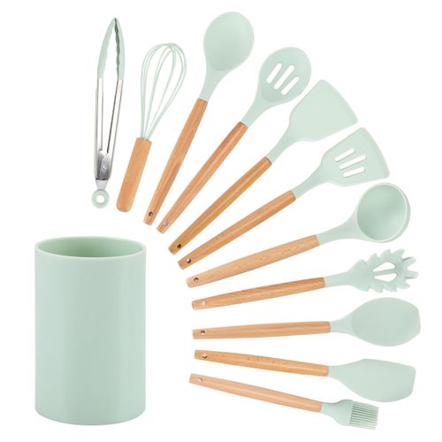 11 pc silicone spoons Easy to maintain and clean, food-grade oil is applied from time to time to prolong life.
The handle conforms to the design of the hand shape, and the grip is more convenient.
Sui
