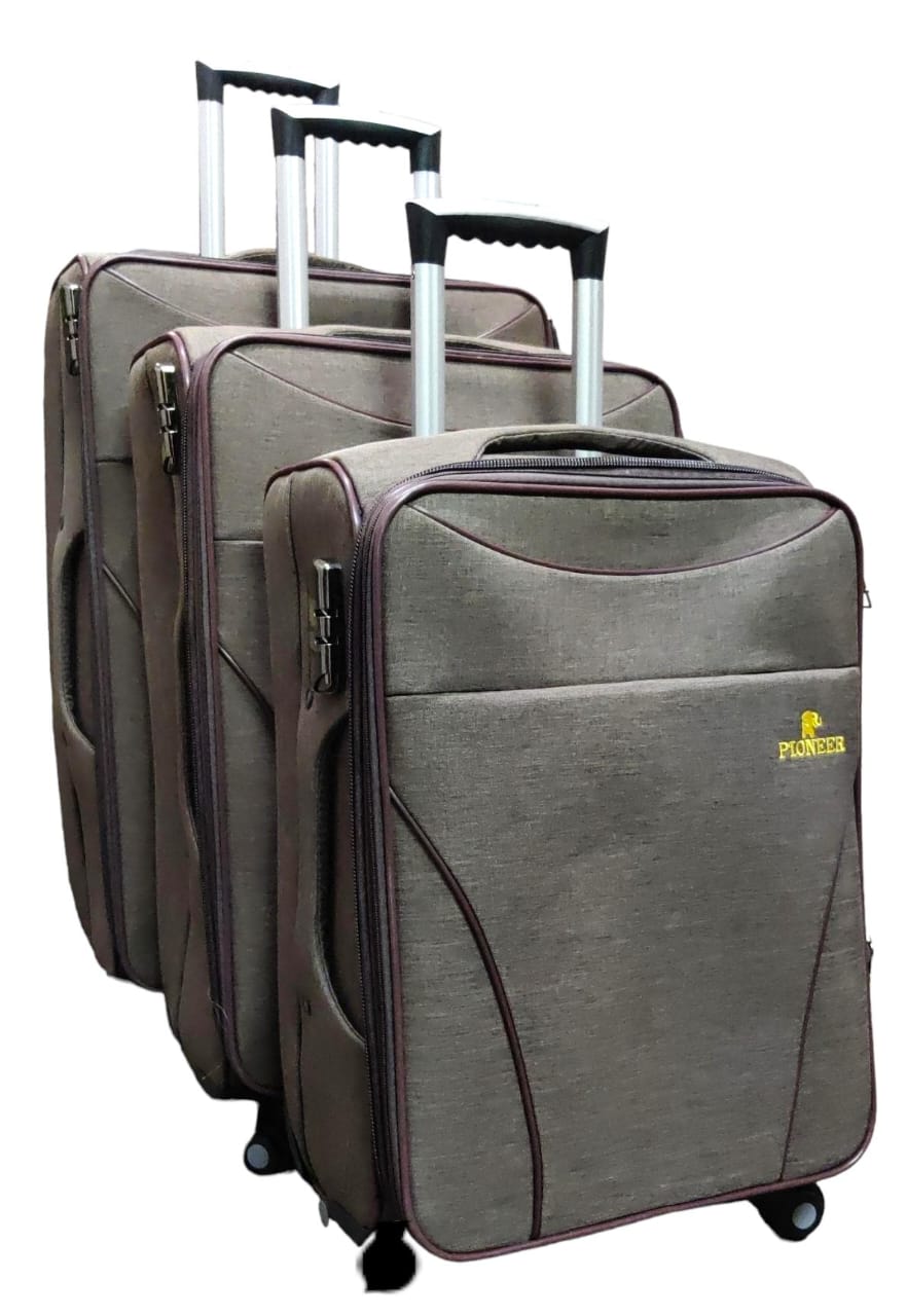 Pioneer 3in1  pioneer cloth travelling bag suitcase Stylish travel suitcase made from durable fabric. It comes with a set of 180-degree wheels for convenient movement. It is large and spacious enough