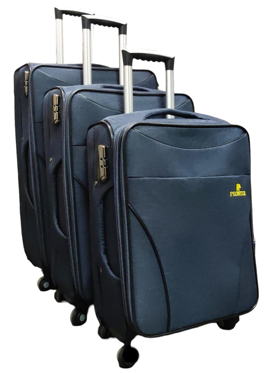 Pioneer 3in1  pioneer cloth travelling bag suitcase Stylish travel suitcase made from durable fabric. It comes with a set of 180-degree wheels for convenient movement. It is large and spacious enough