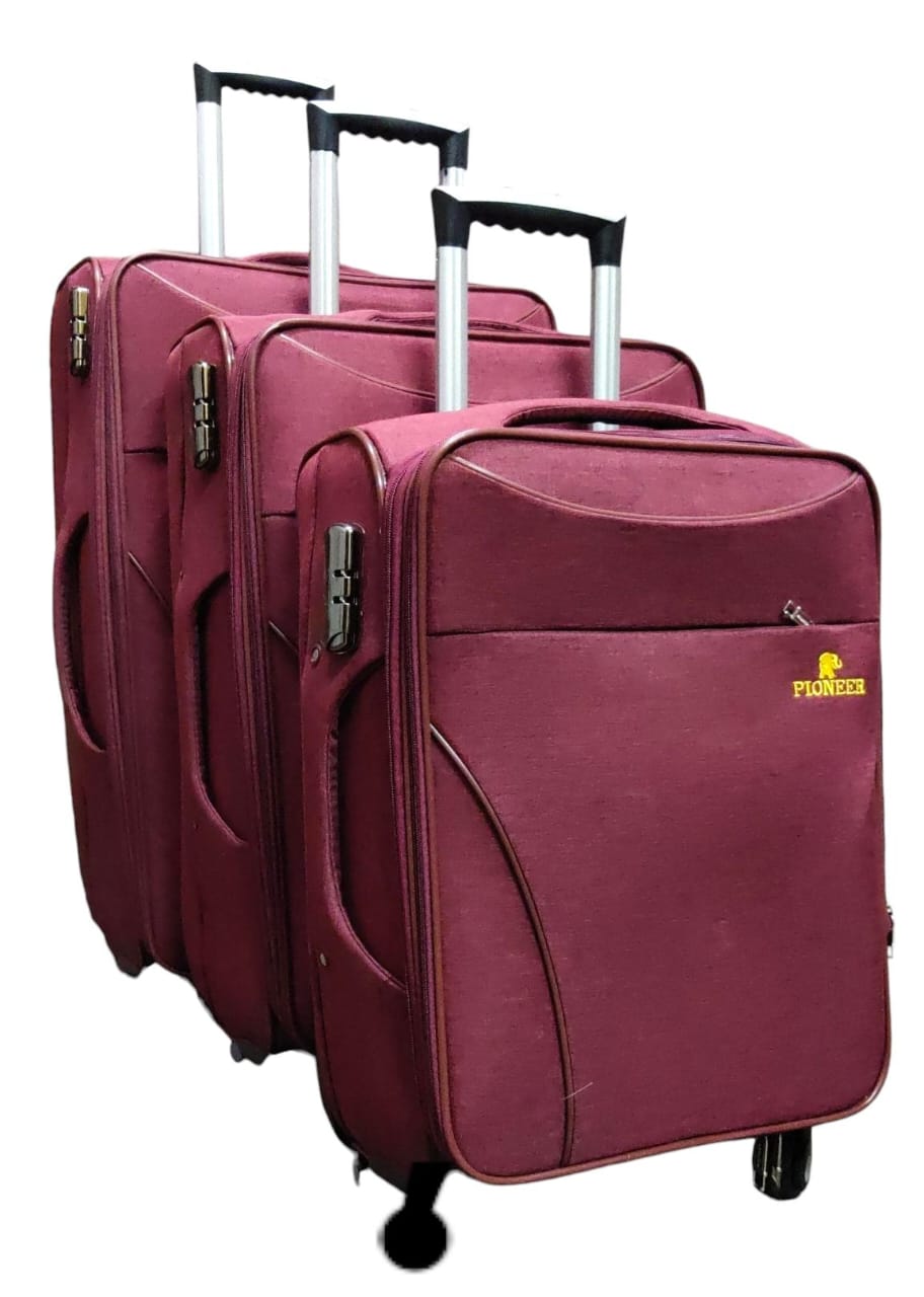 Pioneer 3in1  pioneer cloth travelling bag suitcase Stylish travel suitcase made from durable fabric. It comes with a set of 180-degree wheels for convenient movement. It is large and spacious enough