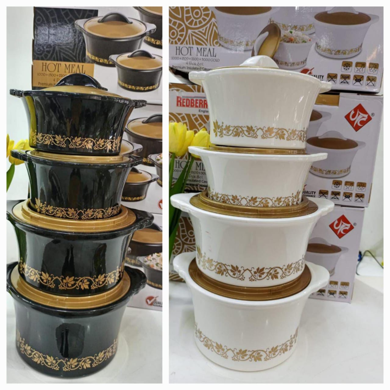 Hotmeal hotpot Insulated casserole hotpots 
Easy to clean
Airtight lids to maintain the hotness of the food
Type: Casserole Set
Made of: Plastic and stainless steel inner surface