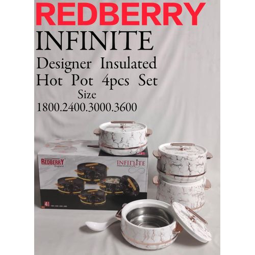 4 pcs infinite insulated hotpot hey are insulated with tough, oduorless, hygienic, durable and virtually unbreakable plastic.Comes with a handle mad eof pvc for carrying during outdoor,picnics / brunc