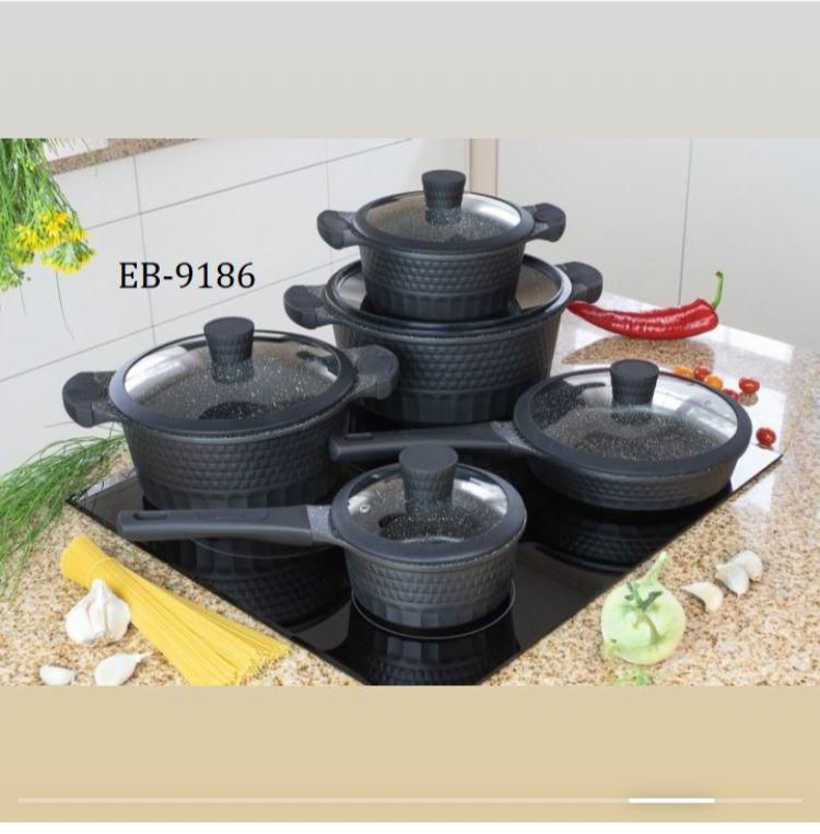 10pc Edenburg CookwareDurable Die Cast granite cooking pots provides long lasting superior Non-stick performance and has different sizes for different cooking needs hence you can cook different delica