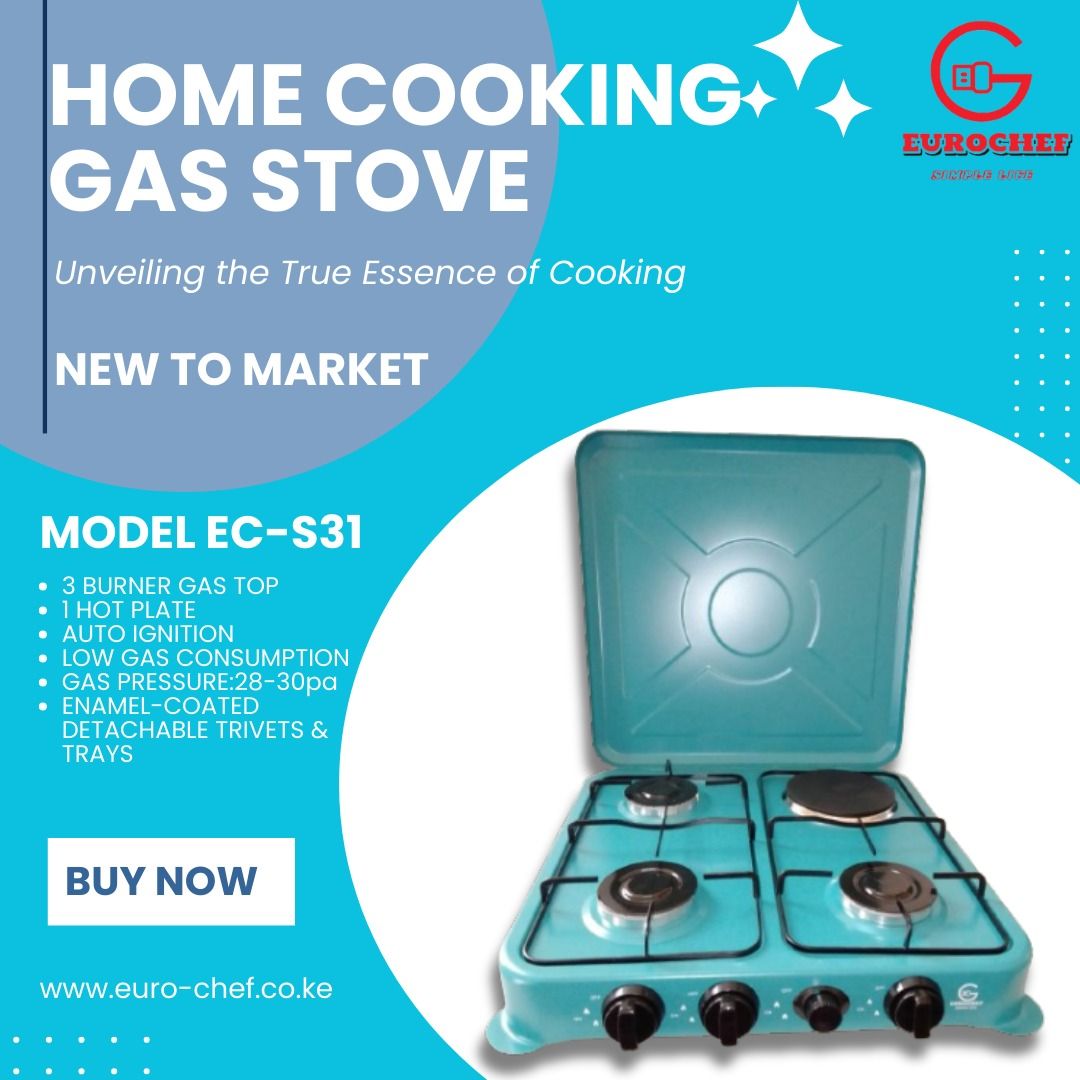 EUROCHEF 3+1 TABLE TOP COOKERStainless Steel 4 Burner Gas Cooker.