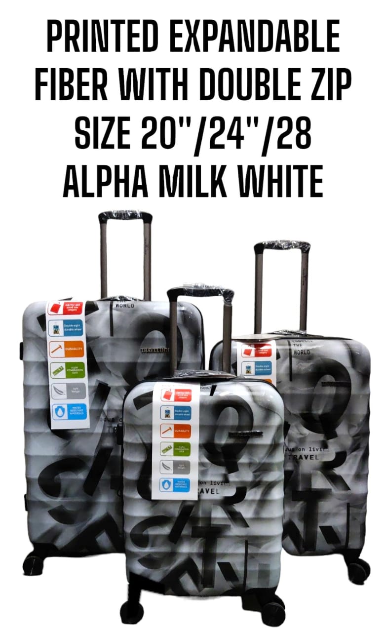 3 in 1  printed expendable fiber with double zip 20,24,28 high-quality materials Sleek and stylish design 3-in-1 design Hard outer shell for protection Number of compartments and pockets for organi