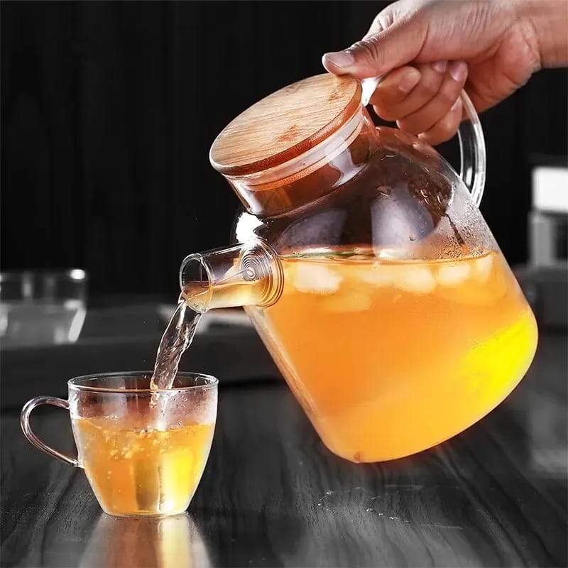 Glass Teapot Transparent Borosilicate Glass Teapot Heat Resistant Glass Water Jug Clear Flower Tea Kung Fu Kettle Office Home Tool