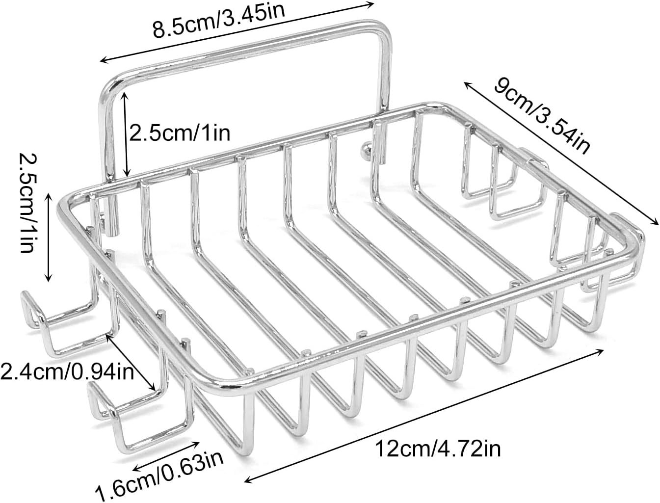 HOMART HM-4 Soap Dish soap Holder Bar Soap Dish with Hooks, Bar Soap Holder Suction Cup for Shower Wall, Soap Saver Tray for Bathroom, Stainless Steel Sponge Holder for Tub