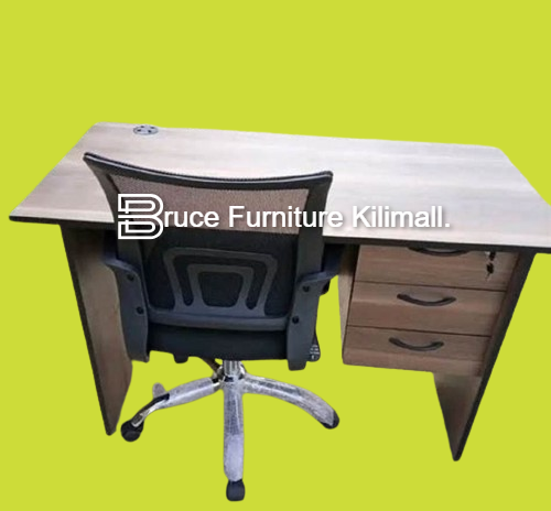1.2 Meter Brown Office Desk With Chair. (Walnut Brown)