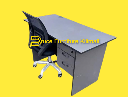 1.2 Meter Brown Office Desk With Chair. (Grey)