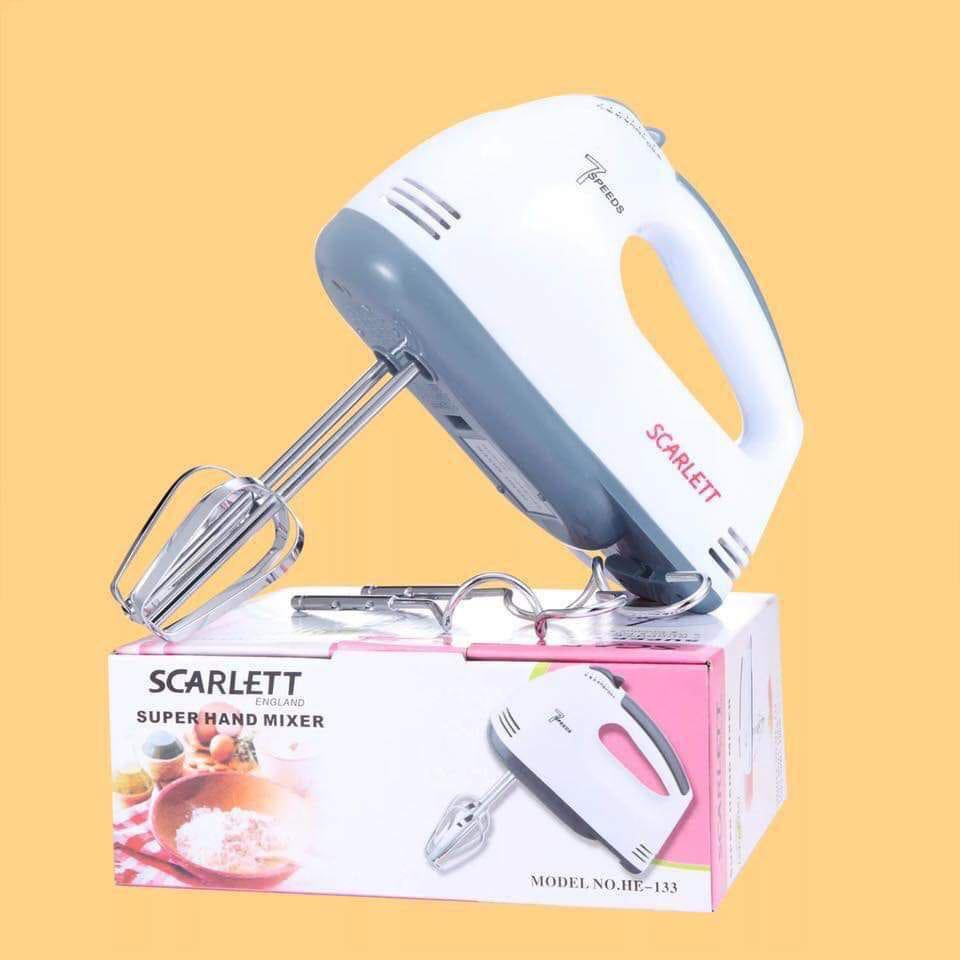 Scarlet 7-Speed Hand Mixer Cake Baking, Whisk, Egg Beater Ergonomic design for easy maneuvering
Fingertip speed control for maximum control