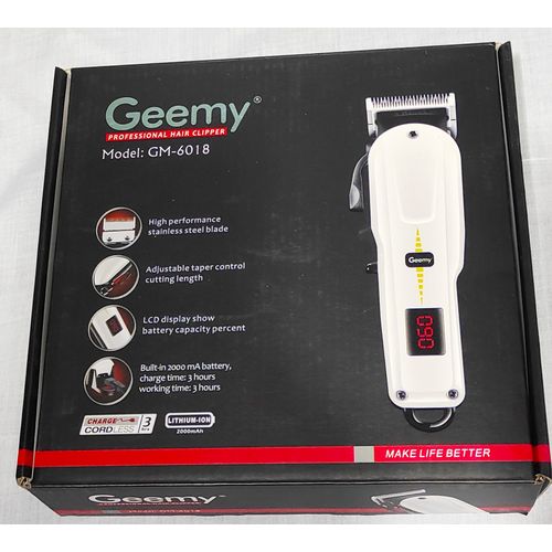 ANNIVERSARY DEALS WHOLASALE PRICES ONLY KSH 1998 Geemy Rechargeable Cordless Shaving Machine With Indicator Stainless steel blade
Taper control cutting lenghts
LCD battery capacity display