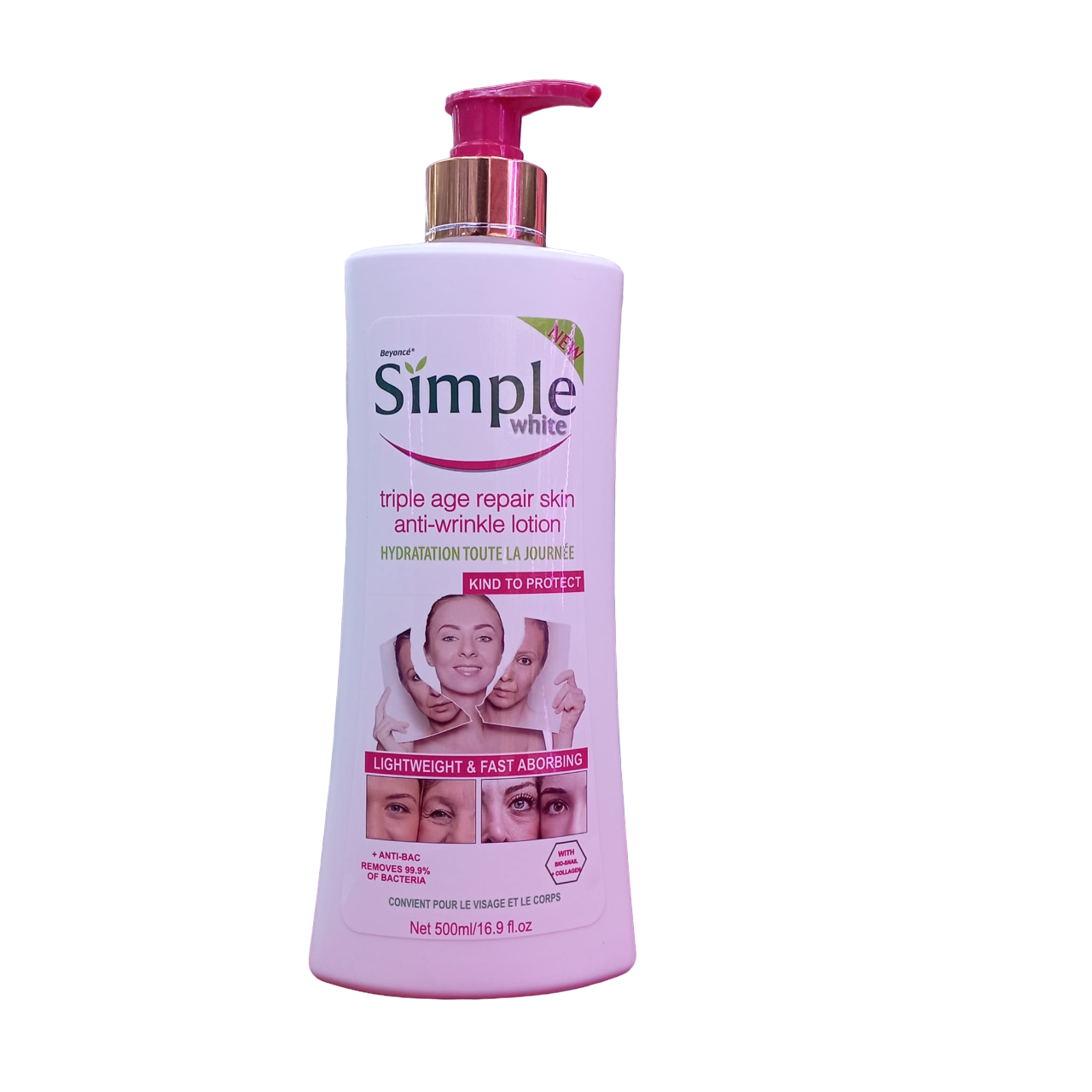 Simple White SNAIL & COLLAGEN Triple Age Repair Anti-WRINKLE Body Lotion. Moisturizes, Repairs, Removes Wrinkles, Firms, Anti-Aging, Removes skin Dullness, Evens, Clarifies, Tones, Smooths & Glows.