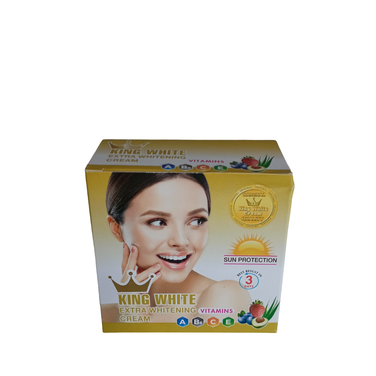 King White extra whitening Face Cream with Vitamin C, A, E & B6. Sun Protection, Moisturizes, Whitens Dark Spots, Black Spots, Treats Sun Burns, Anti-Aging & Wrinkles, Minimizes breakouts & Pimples